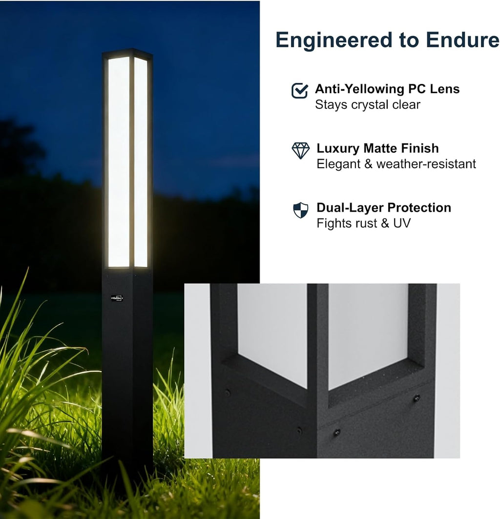 SkyGlow 71' Lamp Post Light, 120V Line Voltage Aluminum LED IP55 Waterproof Outdoor Modern Landscape Bollard Lights, Curb Appeal for Lawn Garden Pathway Path Patio Courtyard Driveway Decoration