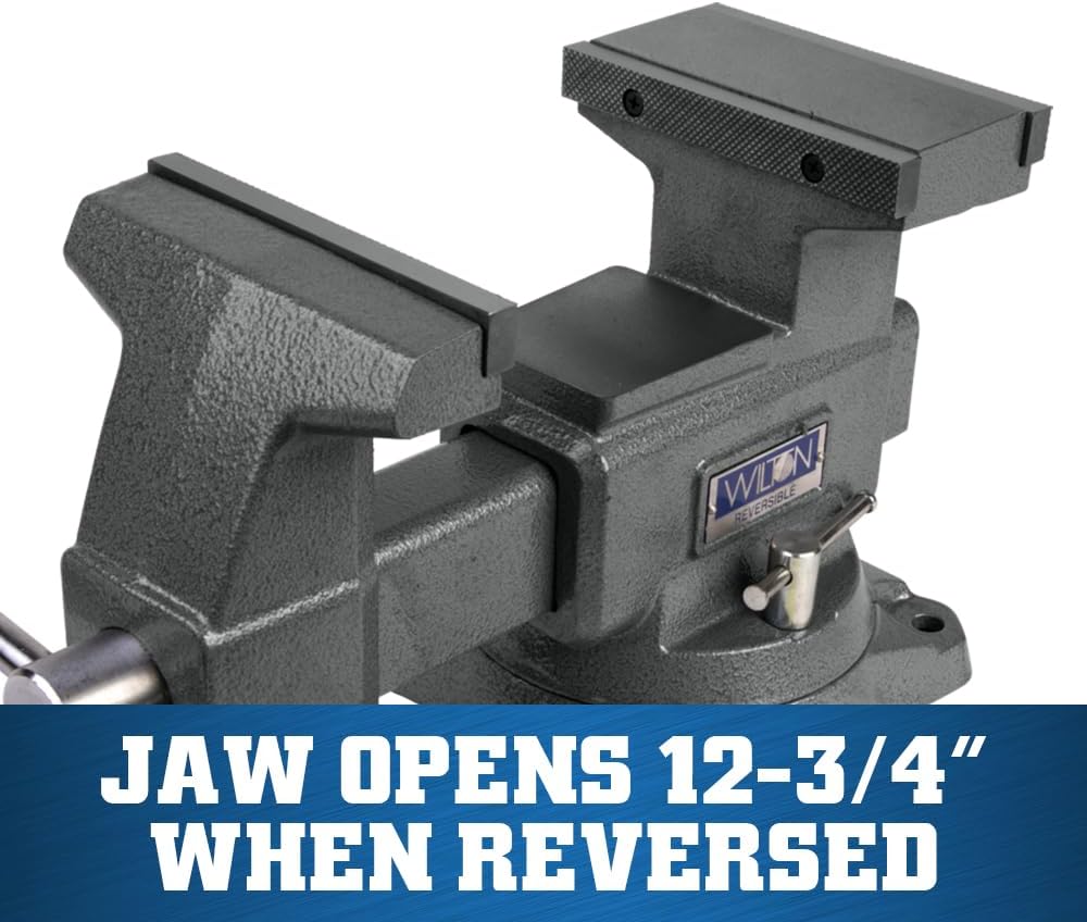 Wilton Reversible Bench Vise, 6-1/2' Jaw Width, 7-1/4' & 12-3/4' Jaw Opening, 4' Throat (Model 4650R)