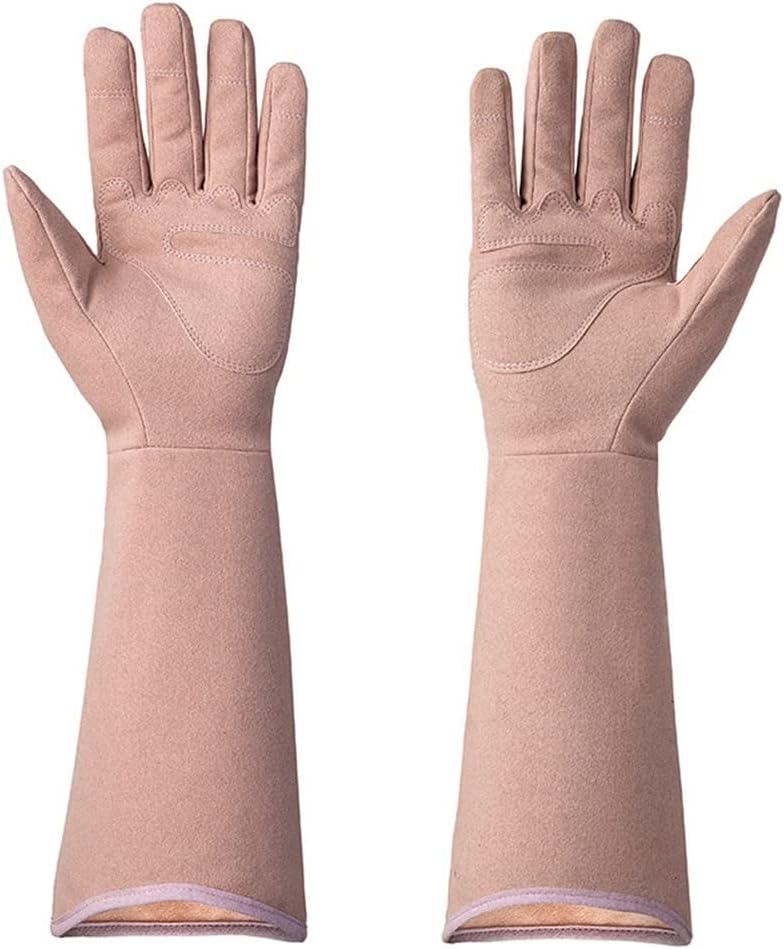 Long Sleeve Gardening Gloves,Rose Pruning Floral Gauntlet Garden Gloves for Women and Men (Color : Pink, Size : One Size)