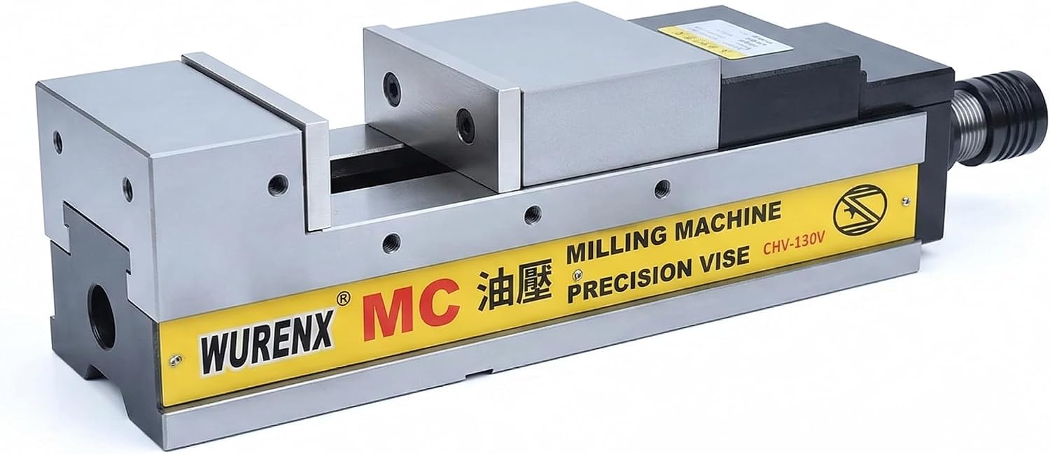 High Precision Hydraulic CNC Machine Vise 4'/5'/6'/8', Heavy Duty Milling Vise for CNC Milling Machine, Hardened Steel Precision Vise for Metalworking Machining (CHV-130V 5inch(Jaw opening 7.09inch))