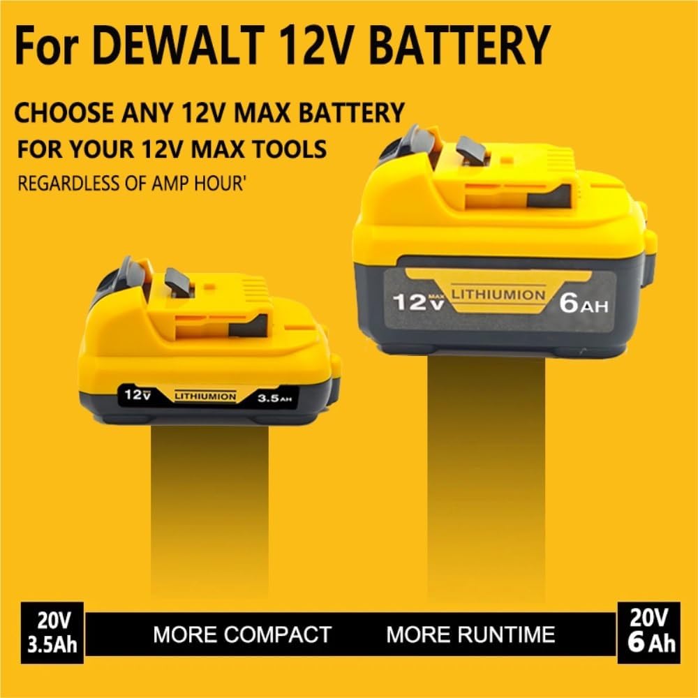 12V Replacement Lithium-Ion Battery Compatible With Dewalt DCD710 DCB123 DCB125 DCB124 DCB122 Cordless Powe Electric Saw Reciprocating Saw Tool Packs(4PCS 6Ah)