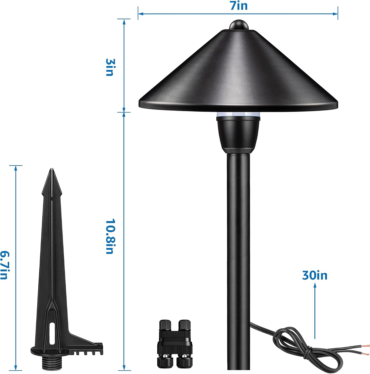 SUNVIE Low Voltage Landscape Lights 3W LED Pathway Lights Low Voltage 3000K Landscape Lighting 12-24V Waterproof Aluminum Wired Landscape Path Lights for Garden Walkway Yard ETL Listed Cord, 12 Pack