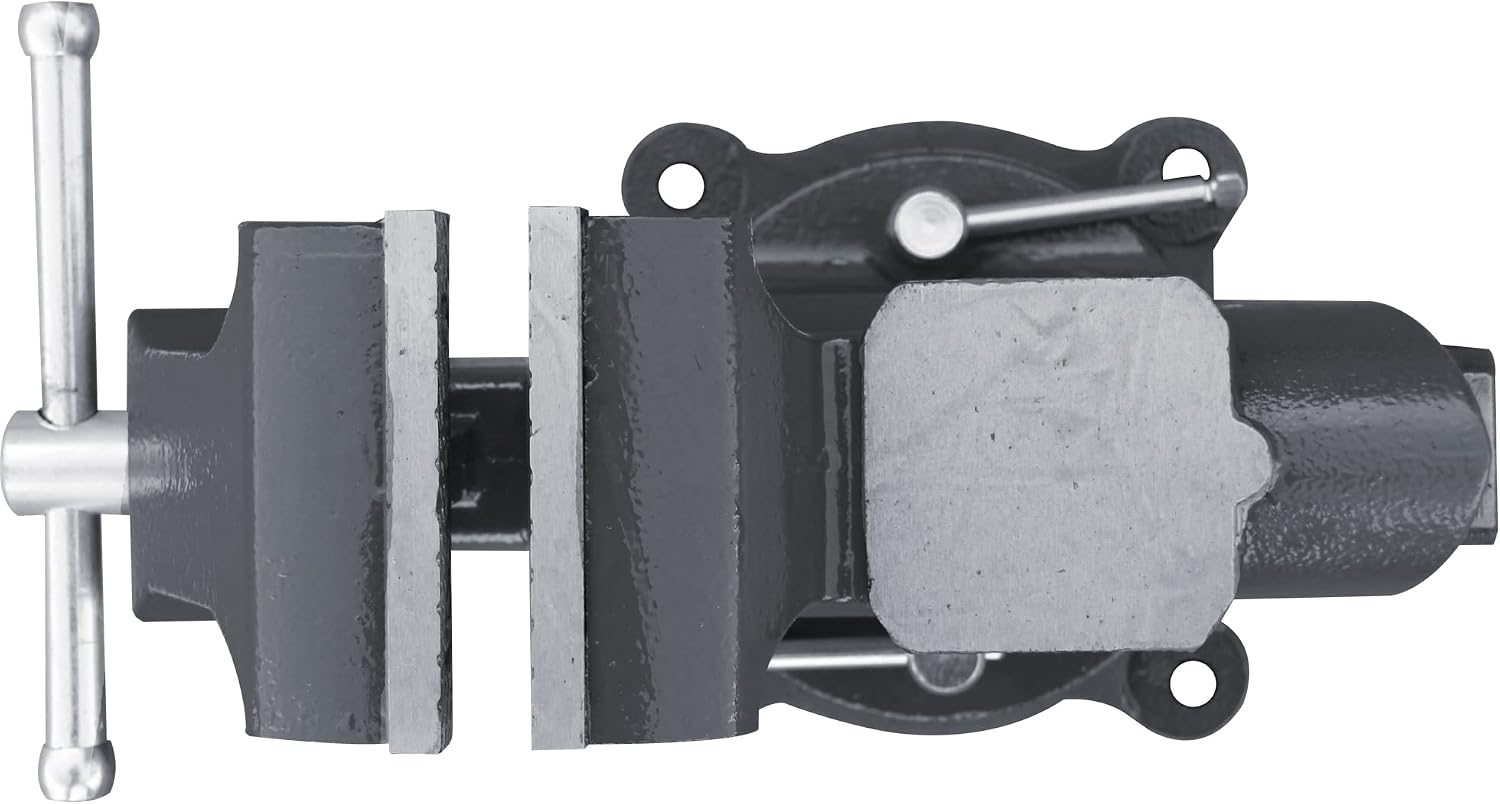 KAKA INDUSTRIAL Bench Vises 4 Inch Jaw Width, 3 Inch Jaw Opening Homeowner's Vise, Swivel Base Heavy Duty, for Drilling, Pipe Cutting, Woodworking AVS-100