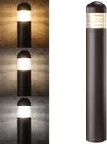 LEONLITE 3CCT LED Bollard Landscape Pathway Light, 43' 14W/19W/24W Adjustable Watts, 120V-277V Commercial Bollard Fixture, 0-10V Dimmable UL Listed Landscape Area Light, Louvered