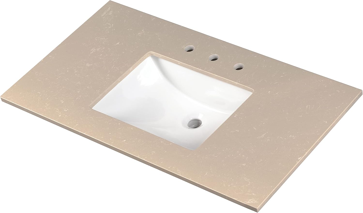 MSI Cosmic Sand Vanity Top with Under Mount Rectangle Ceramic Sinks, Engineered Marble Stone, 4' CC Faucet Holes, 49'X22'