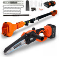 Electric Pole Saws for Tree Trimming 15ft, Cordless Pole Saw Chainsaw with Battery and Charger, 6'&8' Mini Chainsaw for High Tree Branches Pruning & Wood Cutting, Gifts for Men Dad Husband Gadget
