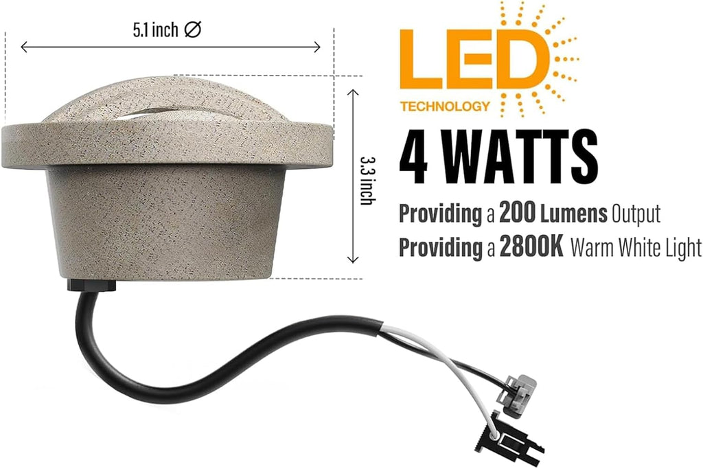 Well Light LED Low Voltage Landscape Lights 200 Lumen 2800K Warm White In-Ground Light Spotlights for Driveway, Pathway, Deck, Garden, 12V AC Outdoor Lighting (4 Pack)