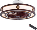 LOYALHEARTDY 20' Red Fandelier Ceiling Fan with LED Light Remote Control, 6-Speed 1/2/4H Timer Quiet Enclosed Low Profile Flush Mount Bladeless Ceiling Fan - Copper Coin