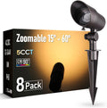 LEONLITE 8-Pack 5CCT LED Landscape Spotlight, 15°-60° Adjustable Beam Angle, 8W Low Voltage Spot Light with Stepless Adjustment, 12-24V AC/DC, Aluminum, IP65 Waterproof, Oil Rubbed Bronze