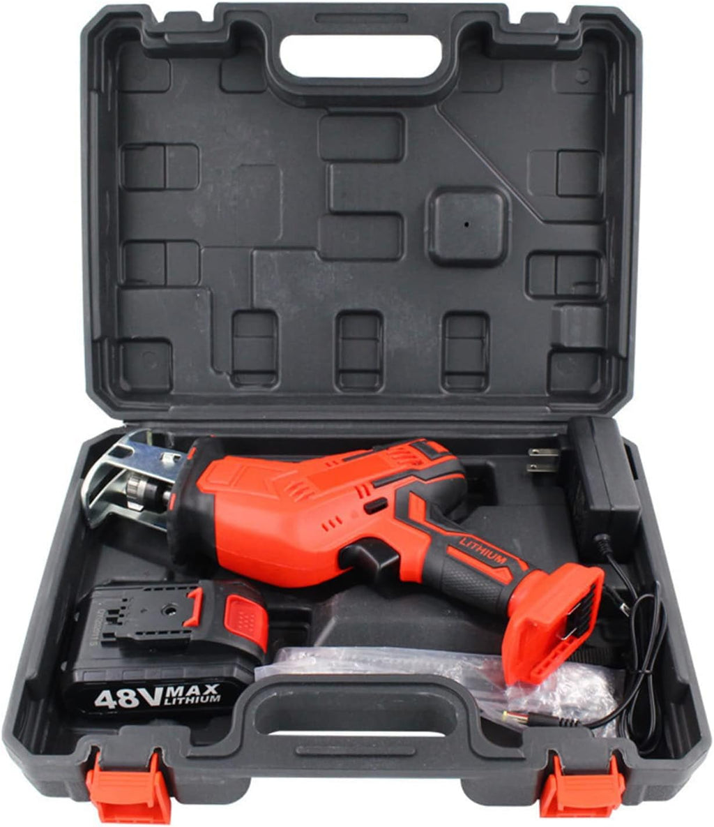 Cordless Reciprocating Saw 48V with 4PCS Saw Blades Cordless Saw, 0-3000 RPM Variable Speed Electric Saw, for Wood and Metal Cutting