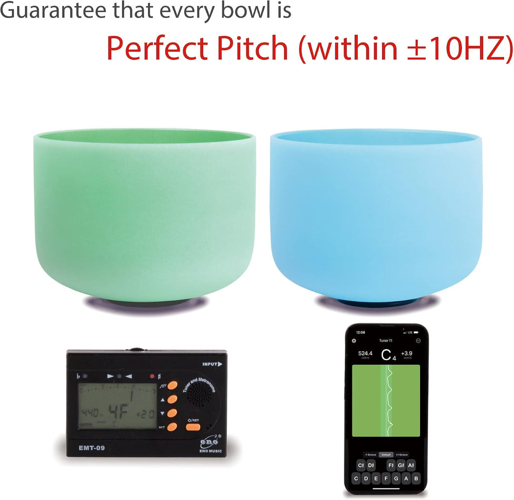 FMTY 10inch Crystal Singing Bowls set prefect pitch(±10HZ) Red(Root)+ Indigo(3Rd Eye) with Soft Carrying Bag Sound Bowls Chakra Bowl
