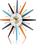 FIELDY Large Wall Clock 27.5 Inch Mid Century Wall Clocks Starburst Clock Non Ticking Battery Operated 3D Wall Clocks Home Décor for Living Room, Kitchen, Dining Room, Bedroom