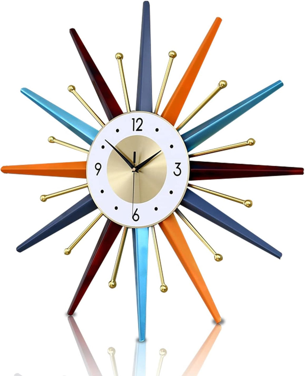 FIELDY Large Wall Clock 31 Inch Mid Century Wall Clocks Starburst Clock Non Ticking Battery Operated 3D Wall Clocks Home Décor for Living Room, Kitchen, Dining Room, Bedroom