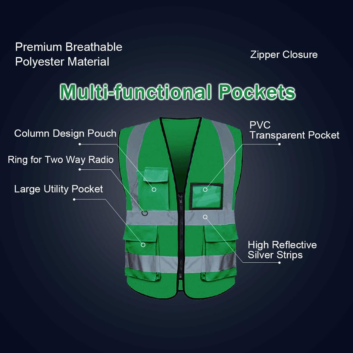 Custom Safety Vest Class 2 High Visibility Reflective Vest