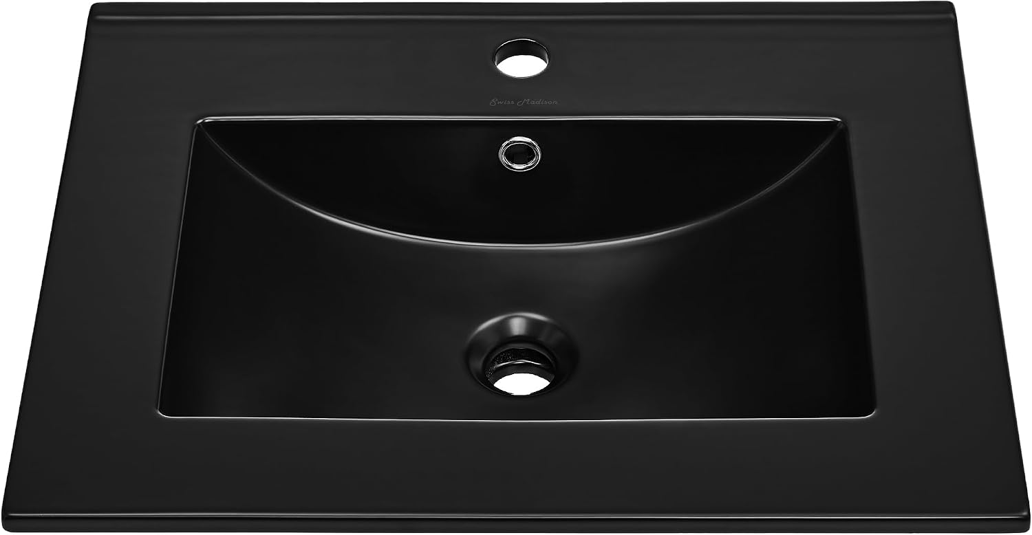 Swiss Madison 24' Vanity Sink Top in Glossy Black