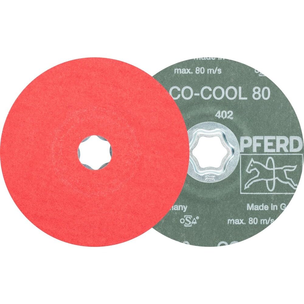 PFERD 40736 Combiclick Fibre Disc, Ceramic Oxide Co-Cool, 5' Diameter, 12200 RPM, 80 Grit (Pack of 25)