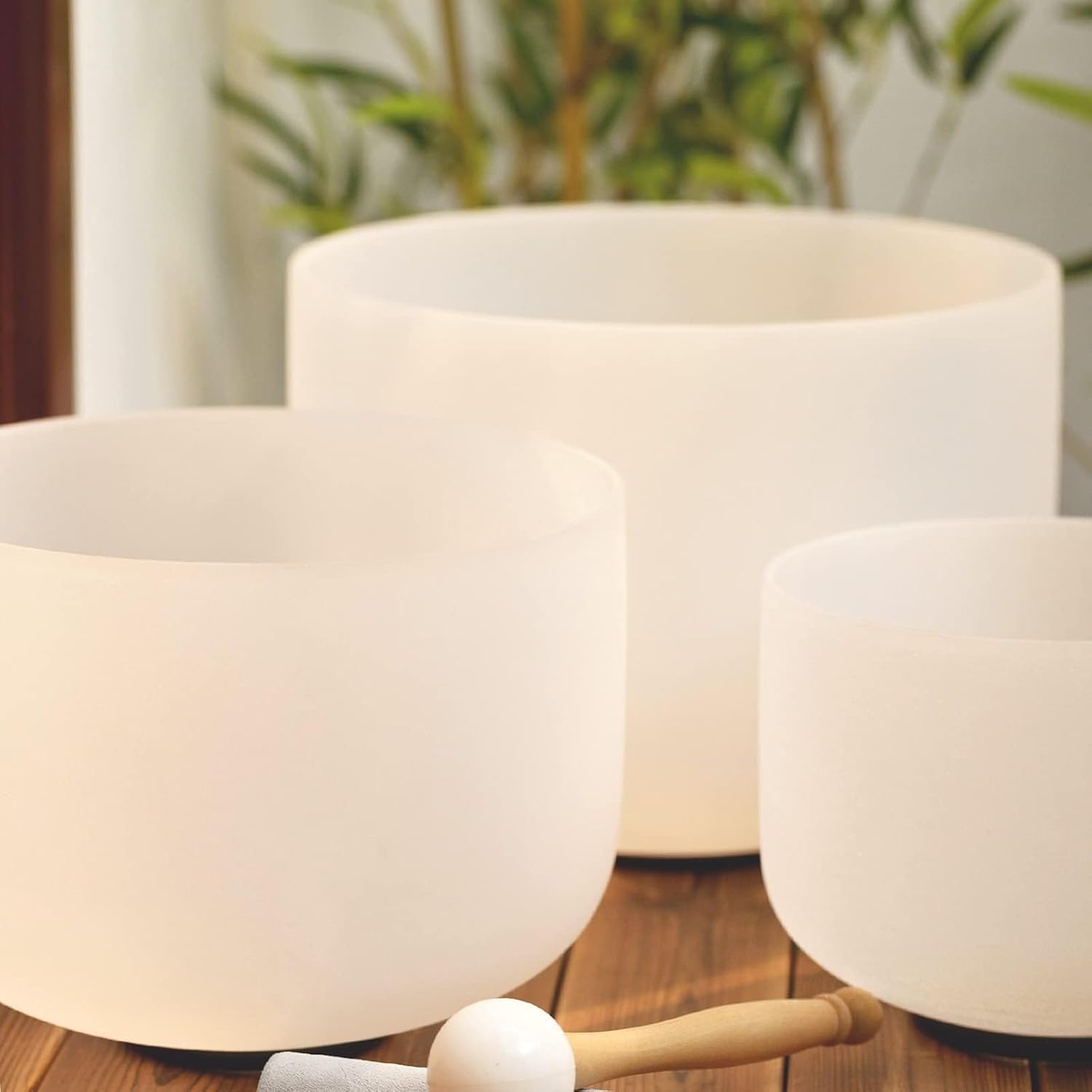 Hye-eun 3pcs 8'B 10'F 12'C Frosted Quartz Crystal Singing Bowl Set 432hz with Free Carry Bag Mallets & Rubber for Sound Healing Bath Keep Balance Therapy Meditation Yoga