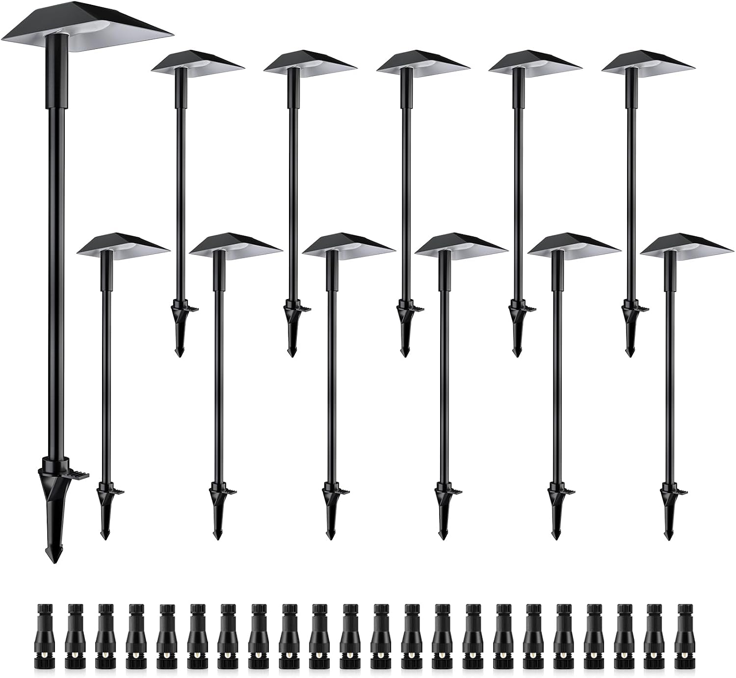 5W Low Voltage Landscape Pathway Lights with Connectors,12-24V Outdoor Path Lights, 3000K Wired Landscape Lights for Yard Garden Walkway, IP66 Waterproof（12Pack）