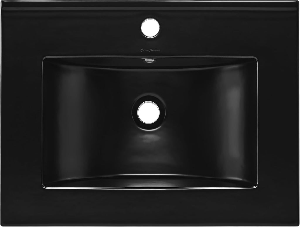 Swiss Madison 24' Vanity Sink Top in Glossy Black