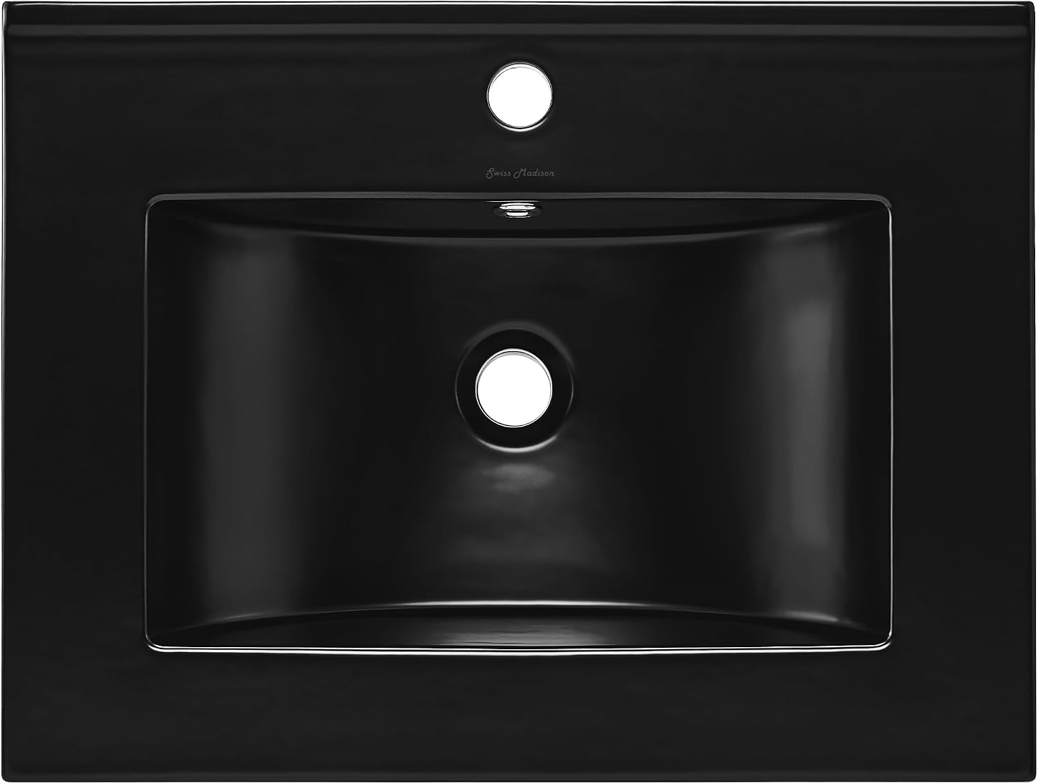 Swiss Madison 24' Vanity Sink Top in Glossy Black