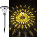 Solar Light 2/4 Pack Solar LED Lights Outdoor Garden Street Stake Glass Stainless Steel Waterproof Solar Lamp White Wireless Sun Powered Powered Spotlight (2 Pcs Silver Yellow Light)