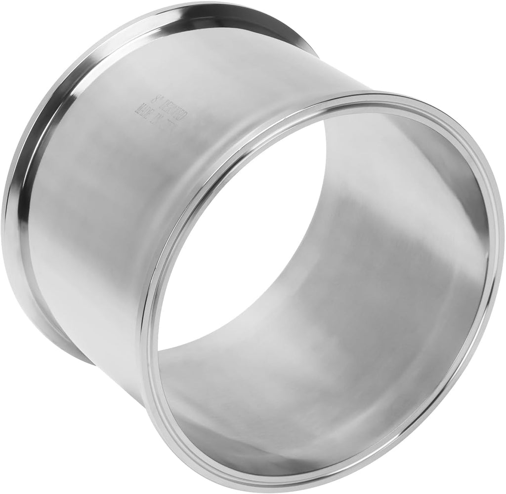 DERNORD Sanitary Spool Tube with Clamp Ends,Stainless Steel 304 Seamless Round Tubing with 8 inch Tri Clamp Ferrule Flange (Tube Length: 6 Inch / 152MM)