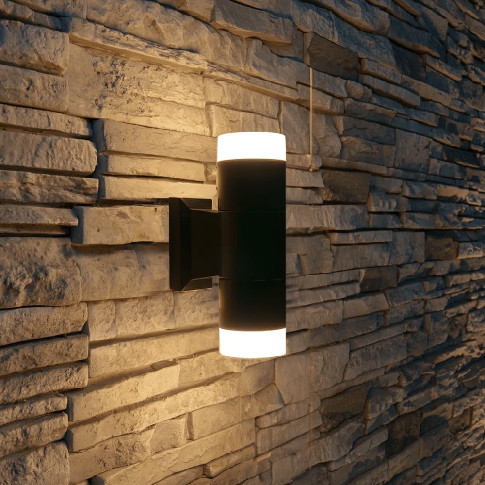 VOLT 12V Cast Brass Up/Down Outdoor Sconce (Black) with Lanai Tube Top/Bottom for Low Voltage Landscape Lighting