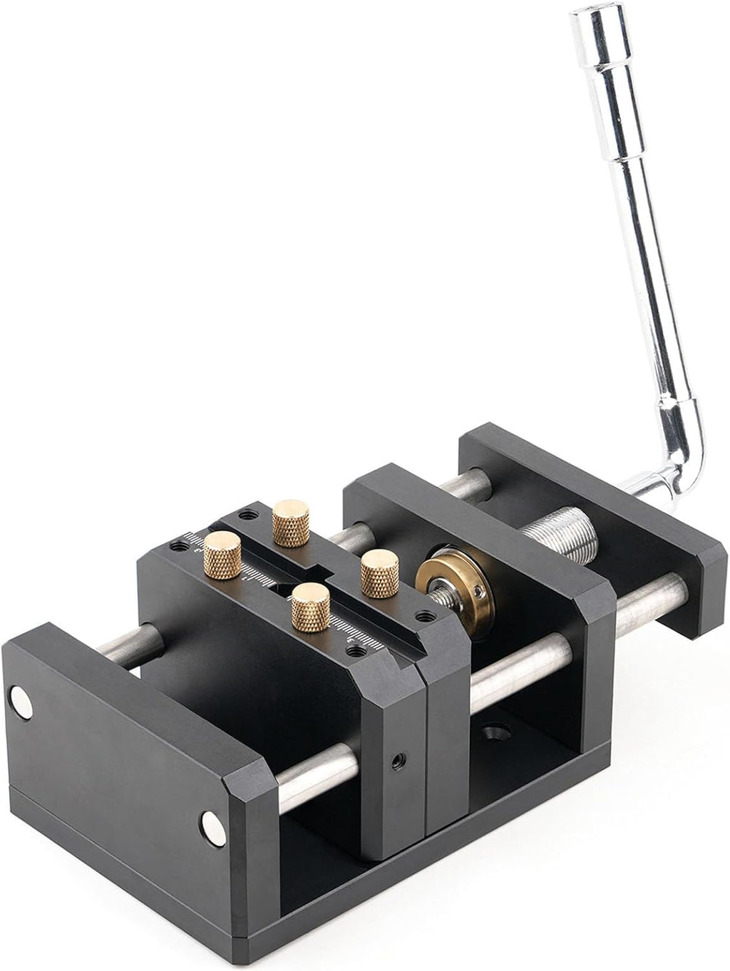Diydeg Woodworking Bench Vise, Aluminum Alloy Woodworking Vise Woodworking Tools Center Hole Puncher Tool with Handle for Woodworking Projects