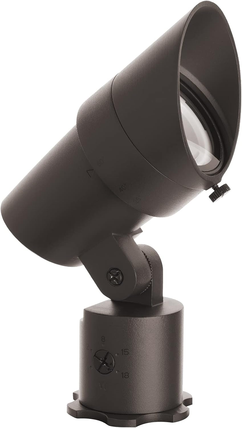 WAC Landscape Lighting, LED 12V Medium Size Accent Light with Adjustable Beam Angle and Integral Brightness Control 50-1300 Lumens 2700K Warm Built-in LED in Bronze