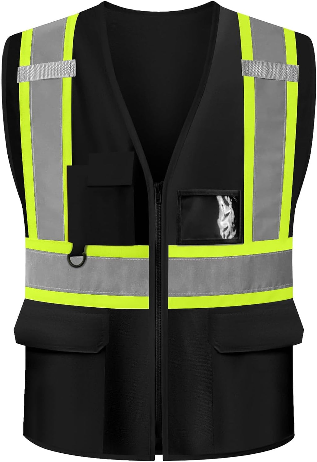 Safety Vest Custom Logo Class 2 Reflective High Visibility Vest With 5 Pockets ＆ Zipper