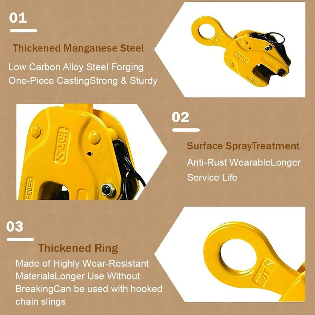 One-Piece Slab Lifting Clamp, Heavy Duty Lifting Clamp, Plate Clamp, Lumber Skidding Tongs, Logging Grabber, for Timber and Firewood Handling, Tractor and Skidder(Size:3T/6600LB)
