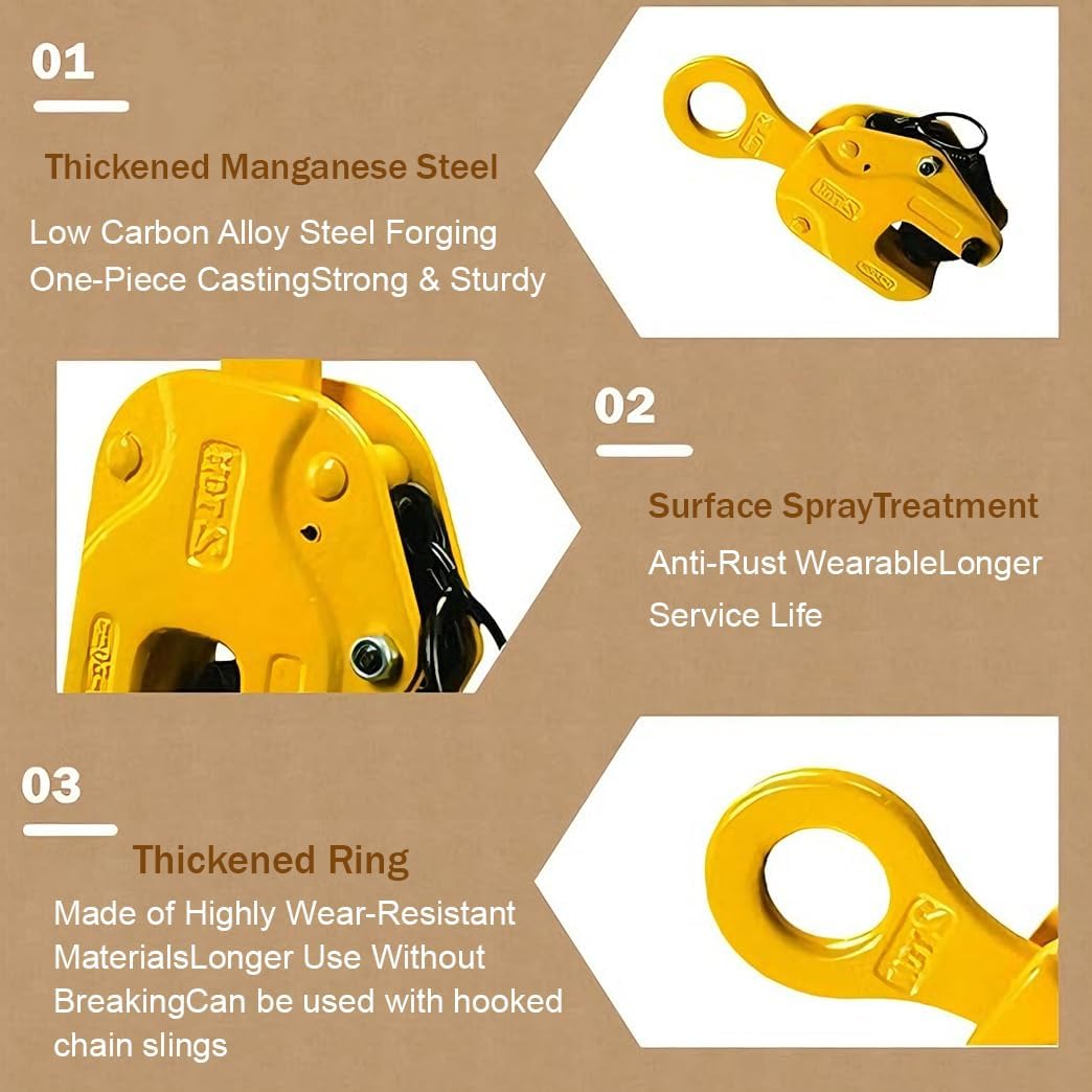 One-Piece Slab Lifting Clamp, Heavy Duty Lifting Clamp, Plate Clamp, Lumber Skidding Tongs, Logging Grabber, for Timber and Firewood Handling, Tractor and Skidder(Size:3T/6600LB)