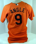 2007-08 Baltimore Orioles Matt Angle #9 Game Used Orange Jersey BP Ext ST 44 546 - Game Used MLB Jerseys