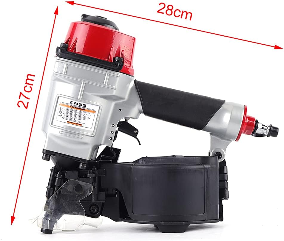 CN55 Pneumatic Siding Nailer Nailing Machine, 25-57mm Siding Coil Nailer Siding Nail Gun Woodworking Heavy Duty Professional Air Punch Nailer for Siding Sheathing Wooding Fencing Decking (US Stock)