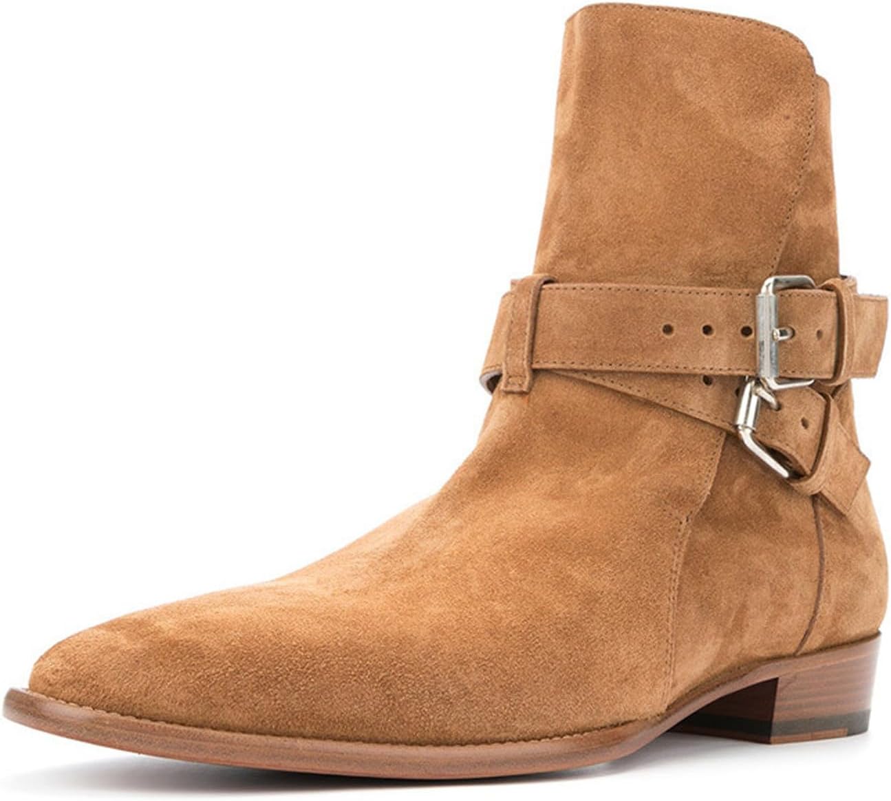 Santimon Men's Double-Buckle Jodhpur Boots- Premium Suede Harness Ankle Chelsea Boots, Dress Casual Western Boots for Business, Casual, Travel, Wedding,Party