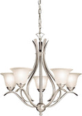 Kichler Dover 5-Light Chandelier with Etched Seeded Glass in Brushed Nickel, Transitional Dining Room or Foyer Light Fixture for High Ceilings (24' x 23'), 2020NI