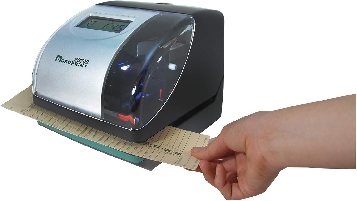 Acroprint Electronic Time Clock Machine – Time Stamp Machine for Employees, Ideal for Small Business, Accommodates Right or Left-Hand Time Cards, Selectable Hour Format
