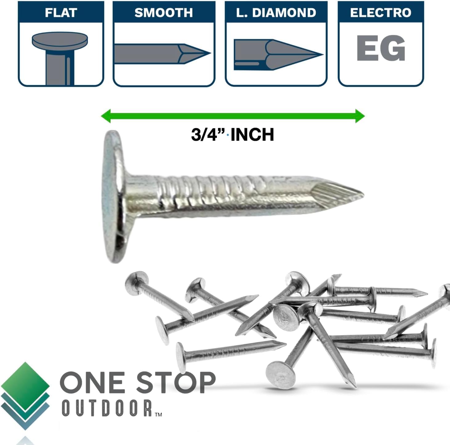 3/4-Inch Professional Galvanized Roofing Nails Professional Grade - .75 Inch Used to fasten roofing felt, asphalt singles & insulation board (17450)