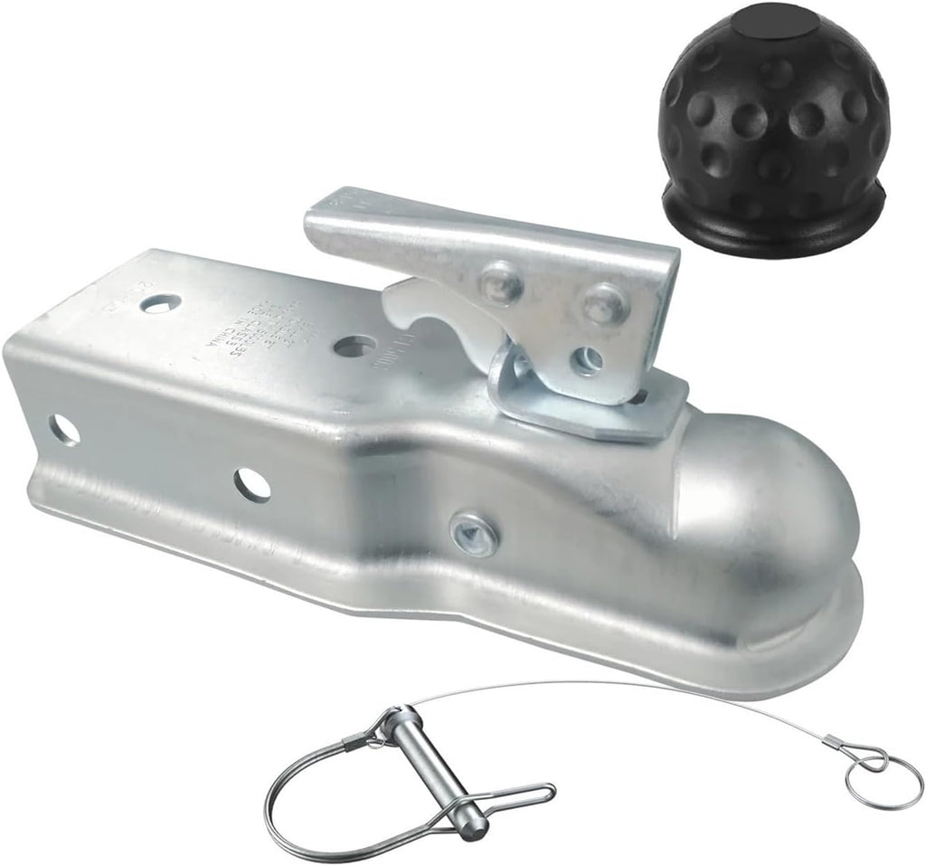 2'x 3'Straight Tongue Trailer Coupler for 3in Channel,2in Hitch Ball,5000 Lbs,Electroplated,RV Parts,Camper Caravan Accessories(Opition(1))