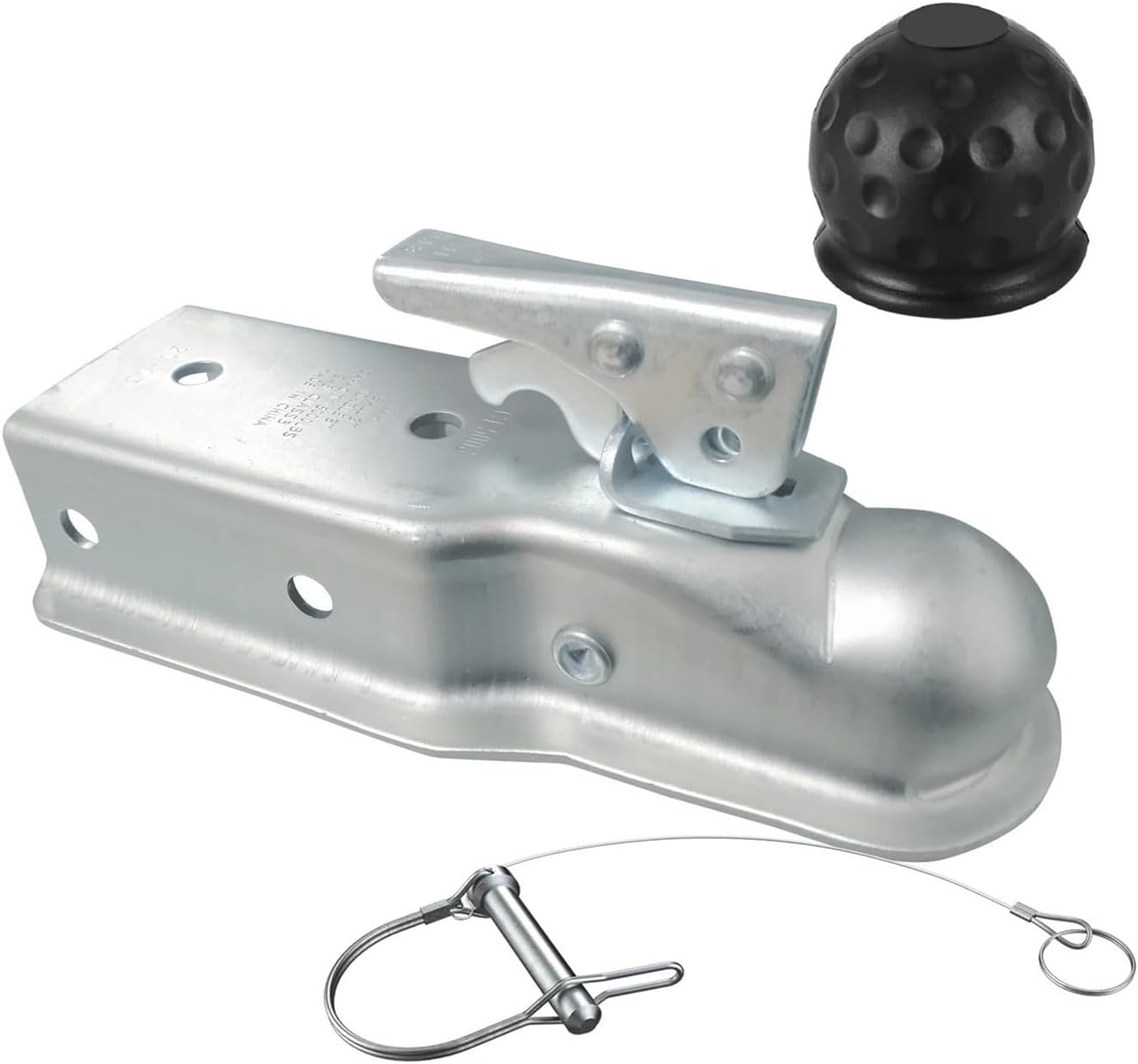 2'x 3'Straight Tongue Trailer Coupler for 3in Channel,2in Hitch Ball,5000 Lbs,Electroplated,RV Parts,Camper Caravan Accessories(Opition(1))