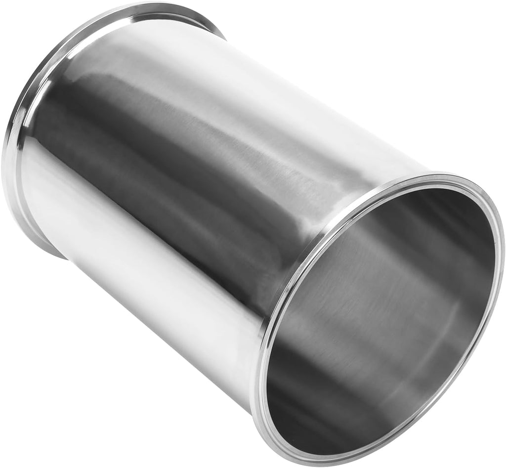 DERNORD Sanitary Spool Tube with Clamp Ends,Stainless Steel 304 Seamless Round Tubing with 8 inch Tri Clamp Ferrule Flange (Tube Length: 12 Inch / 305MM)