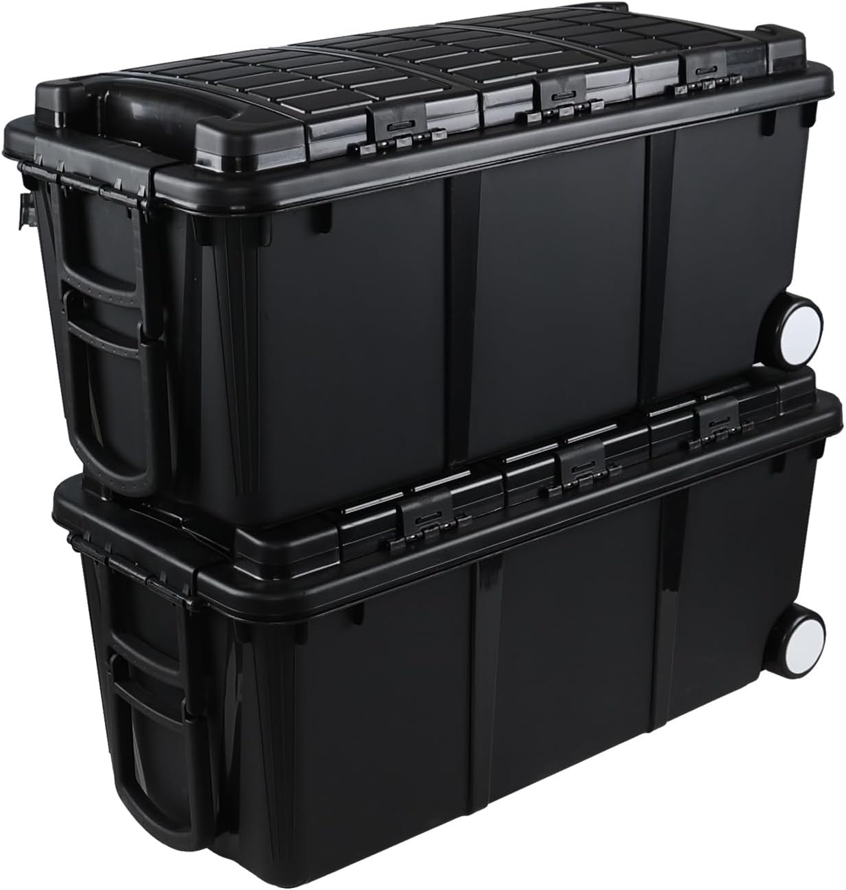 Sadstory 20 Gallon Plastic Wheeled Storage Tote with Compartment, 2 Pakcs