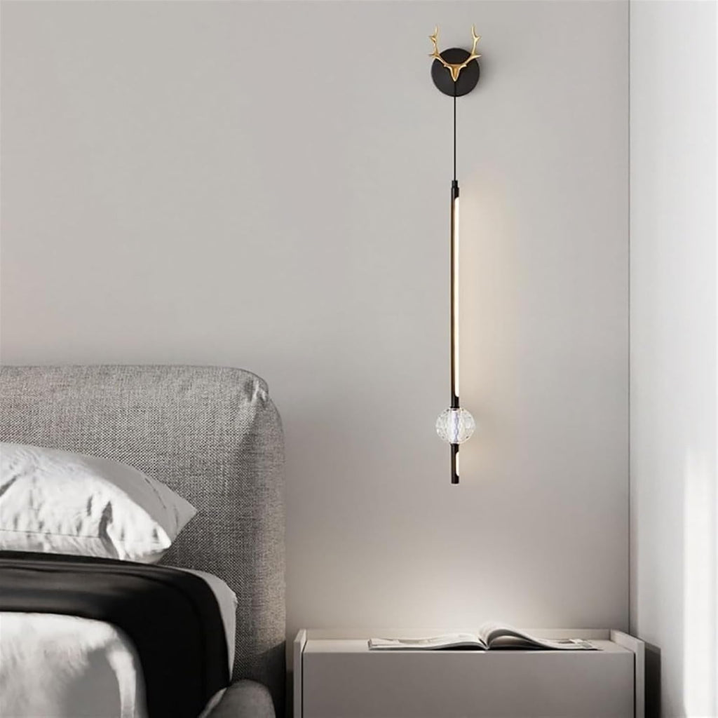 Color Mode Copper Polished Wall Mount Fixtures Crystal Ball Decoration Indoor Linear Wall Lamp 52 Inches Long Led Wall Light 28W Art Sconce for Living Room Hallway