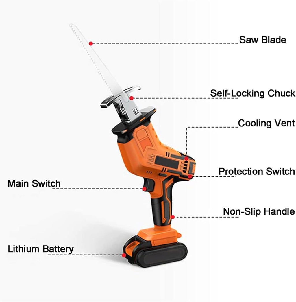 Portable Butcher Saw/with BladesBone Saw Machine Electric Reciprocating Saw for Commercial and Household - Cordless, for Cutting Meat, Pork, Ribs, Wood (2Battery)