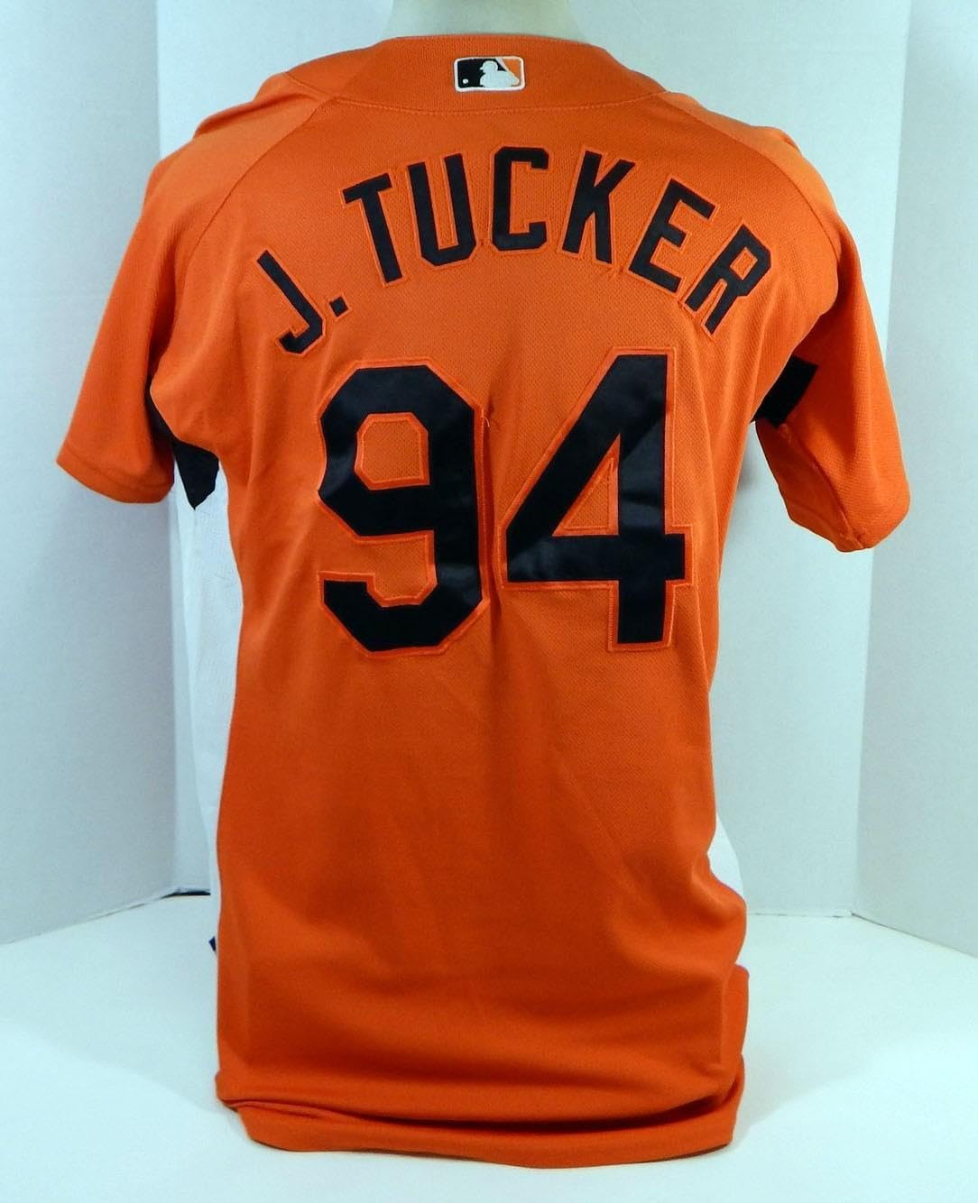 2007-08 Baltimore Orioles Jonny Tucker #94 Game Used Orange Jersey BP Ext ST 44 - Game Used MLB Jerseys