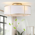 Low Profile Ceiling Fans with Lights, 20' Flush Mount Ceiling Fan with Light, Gold and White Boho Bladeless with 6 Speeds Remote Control for Bedroom, Nursery, Living Room