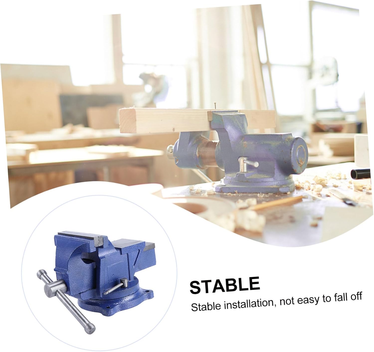 TEHAUX Heavy Duty All-Steel Bench Vise Clamp for Woodworking Metalworking and DIY Projects 4-Inch Swivel Base High Precision Jaw Opening