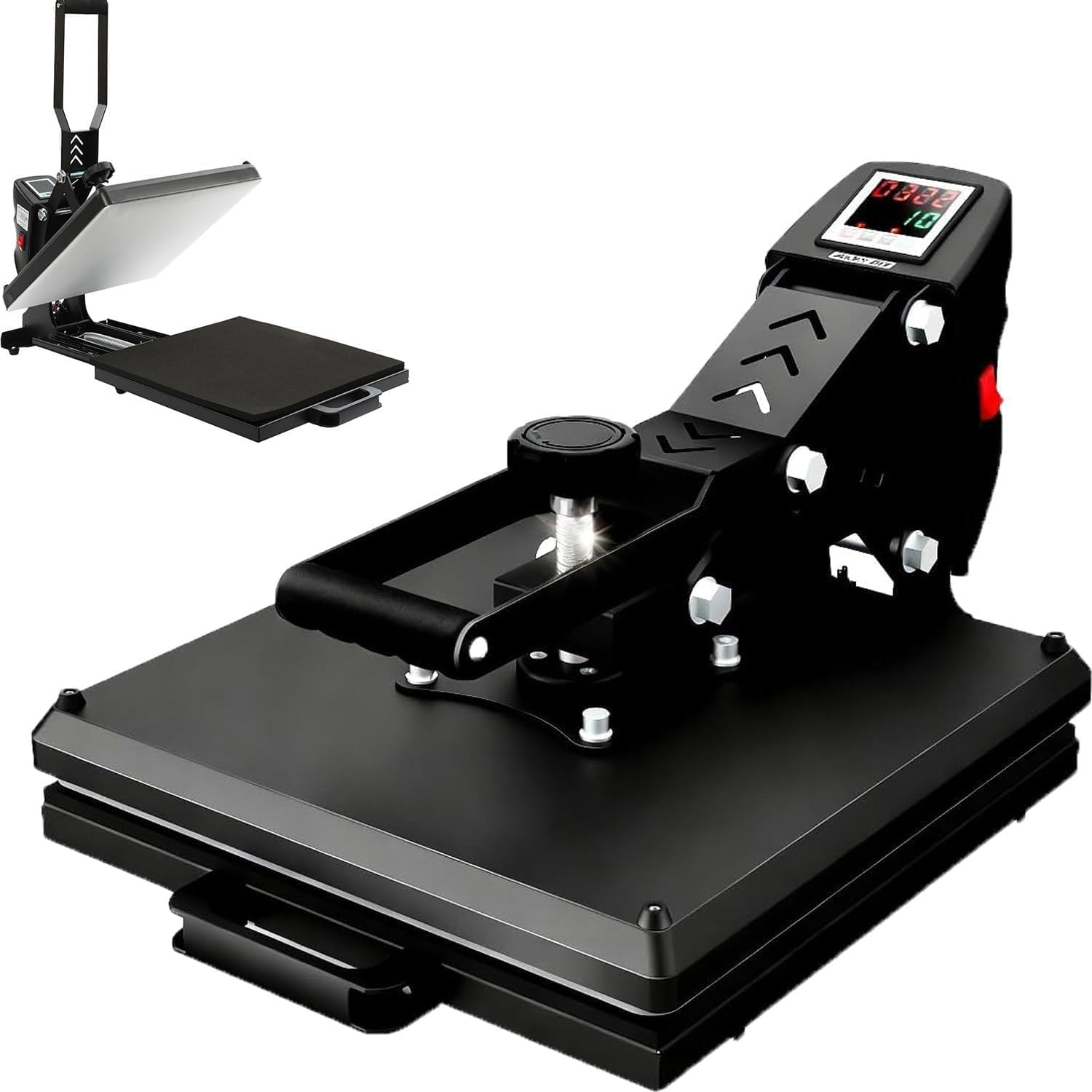 Heat Press Machine for T-Shirts, 15x15 Industrial Digital Clamshell with Slide Out Drawer - Professional Sublimation Transfer for Shirt Printing, DIY Crafting, Canvas