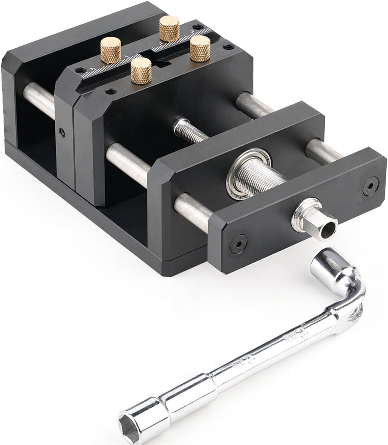 Self Centering Drill Vise, Multi Purpose Woodworking Vise, Portable Aluminum alloy Vice, Centering Hole Puncher Tool with Handle