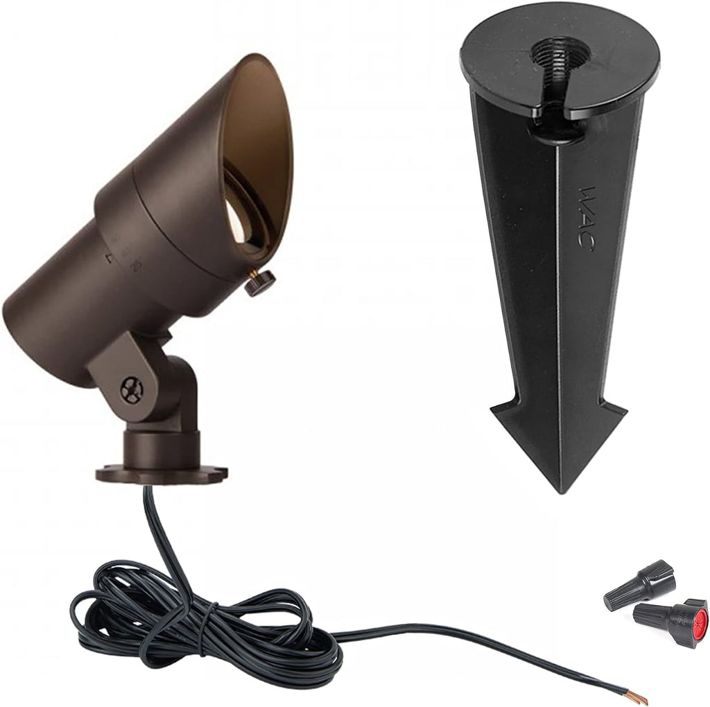 WAC Landscape Lighting, LED 12V Small Size Accent Light with Adjustable Beam Angle and Integral Brightness Control 50-420 Lumens 3000K Warm White Built-in LED in Bronze